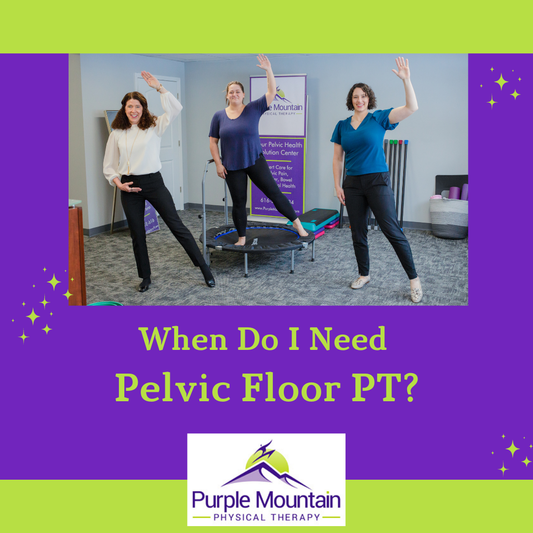 3 People Waving, Moving, Standing on Minitramp in Pelvic PT Clinic
